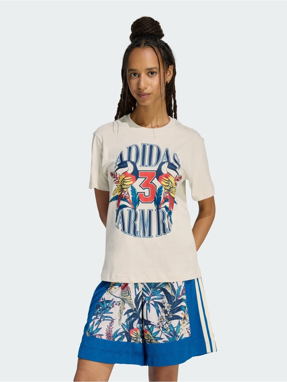 Adidas x Farm Rio Women's Cream Graphic Logo Tee